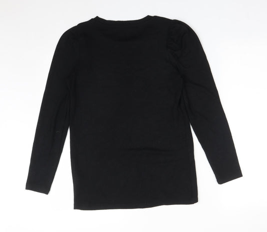 Papaya Womens Black Viscose Basic T-Shirt Size 8 Crew Neck