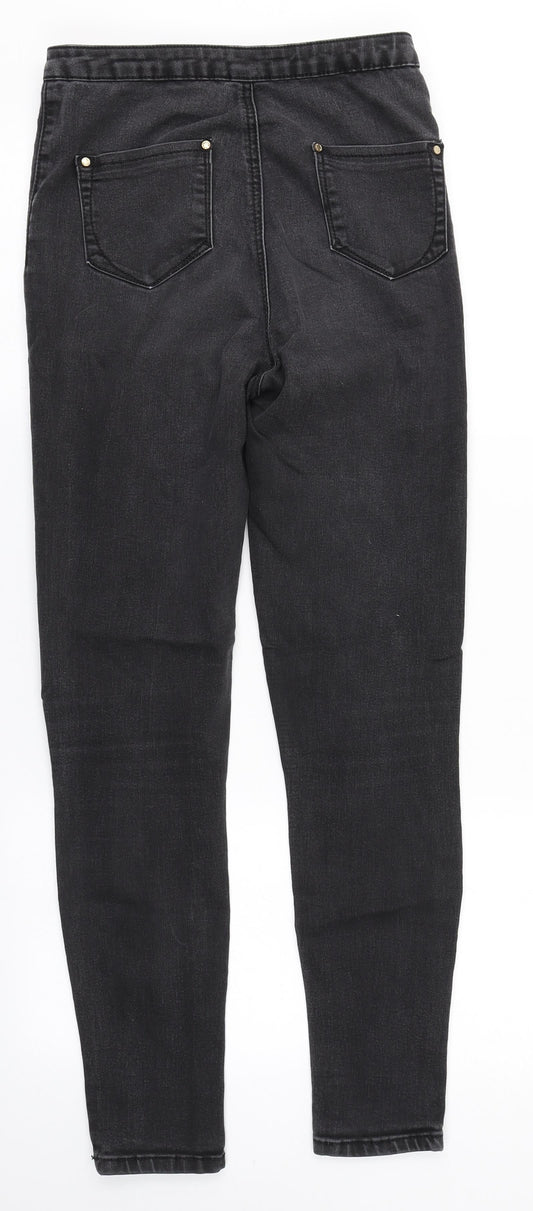 Womens UK Size 8 Preworn Regular Fit Straight Black Jeans
