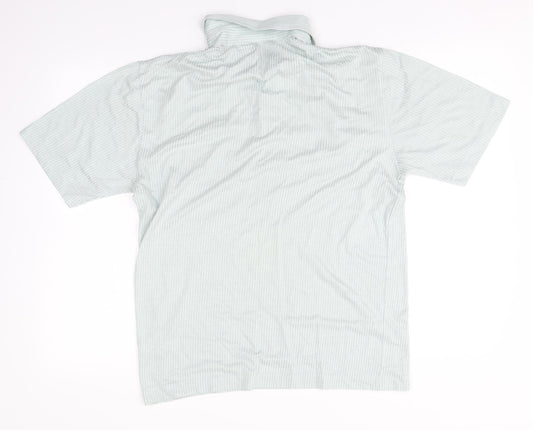 MC Mens Green Striped Cotton Polo Size S Collared