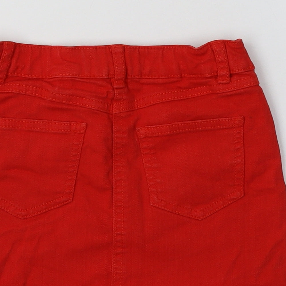 M&S Girls Red Cotton Mini Skirt Size 3-4 Years Regular