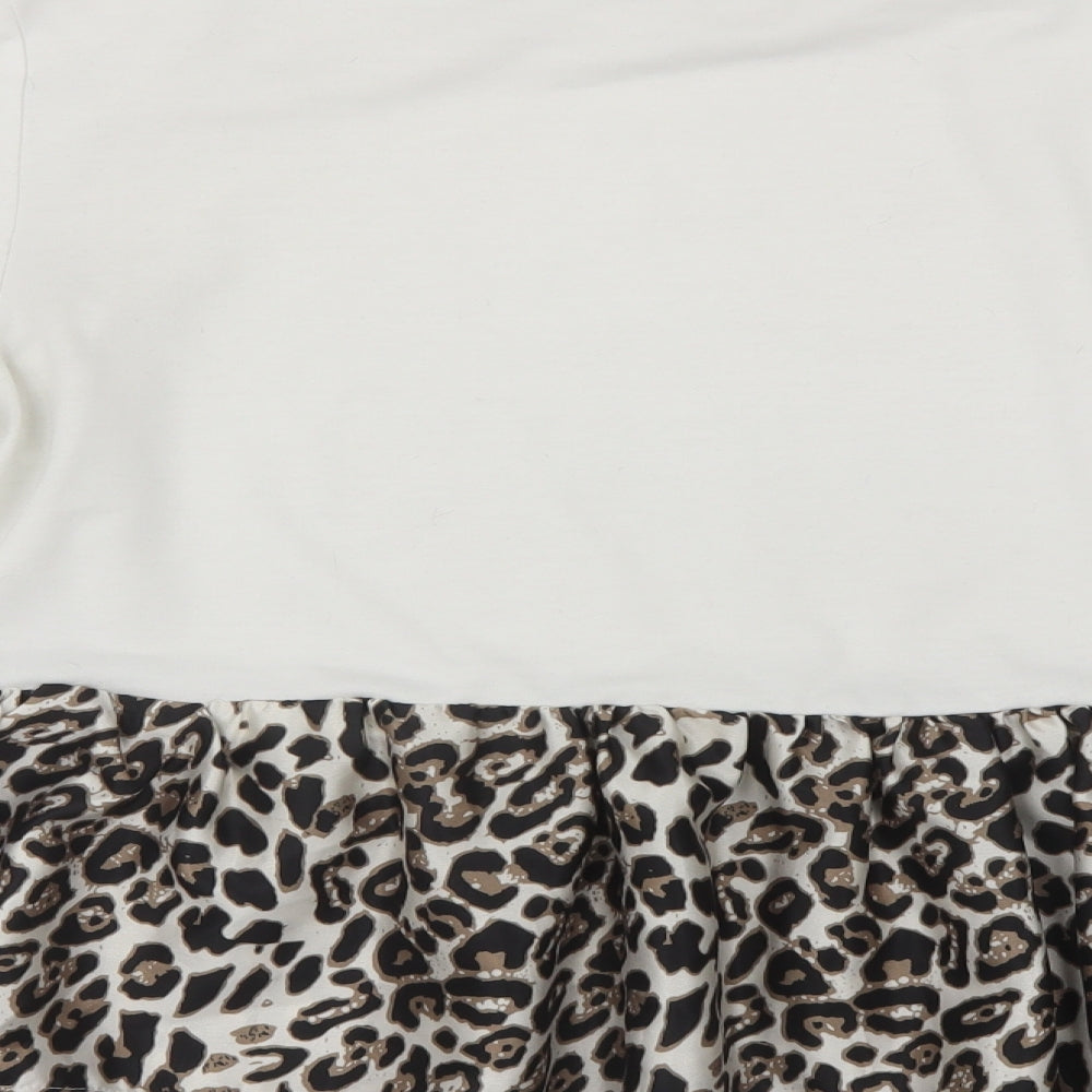 SheIn Womens White Round Neck Animal Print Polyester Pullover Jumper Size L