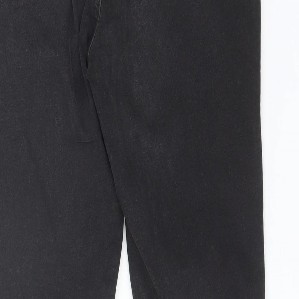 Brand and care label for Denim Co women’s black cotton skinny jeans, size UK 14, 28-inch leg regular