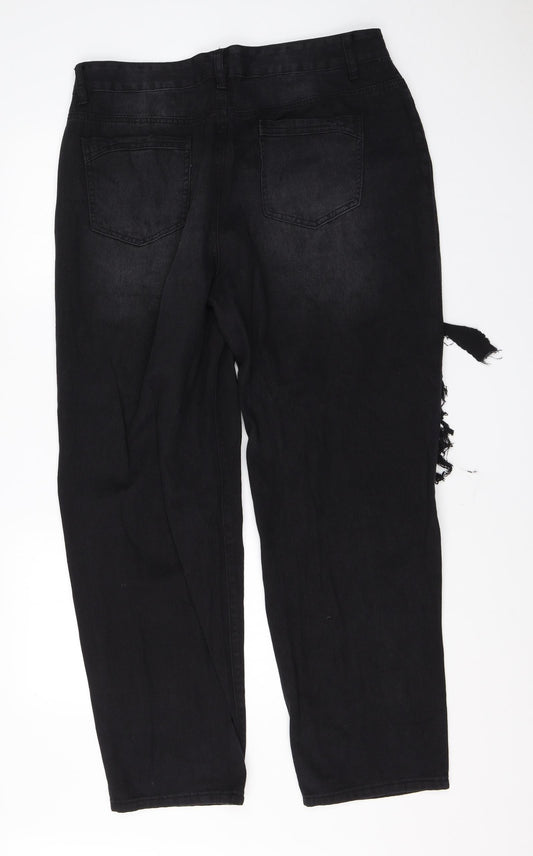 SheIn Womens Black Cotton Straight Jeans Size 44 L27 in Regular