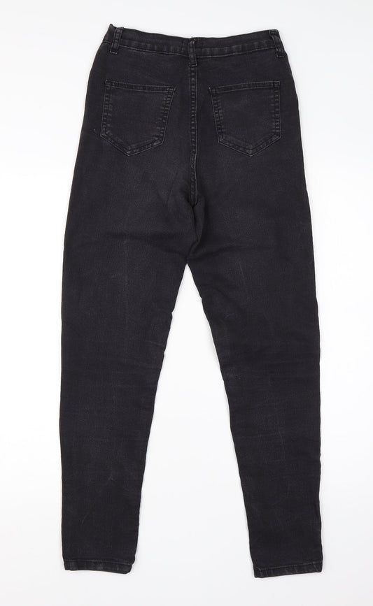 Back view of PRETTYLITTLETHING women’s black cotton skinny jeans, size UK 8, 26-inch leg regular