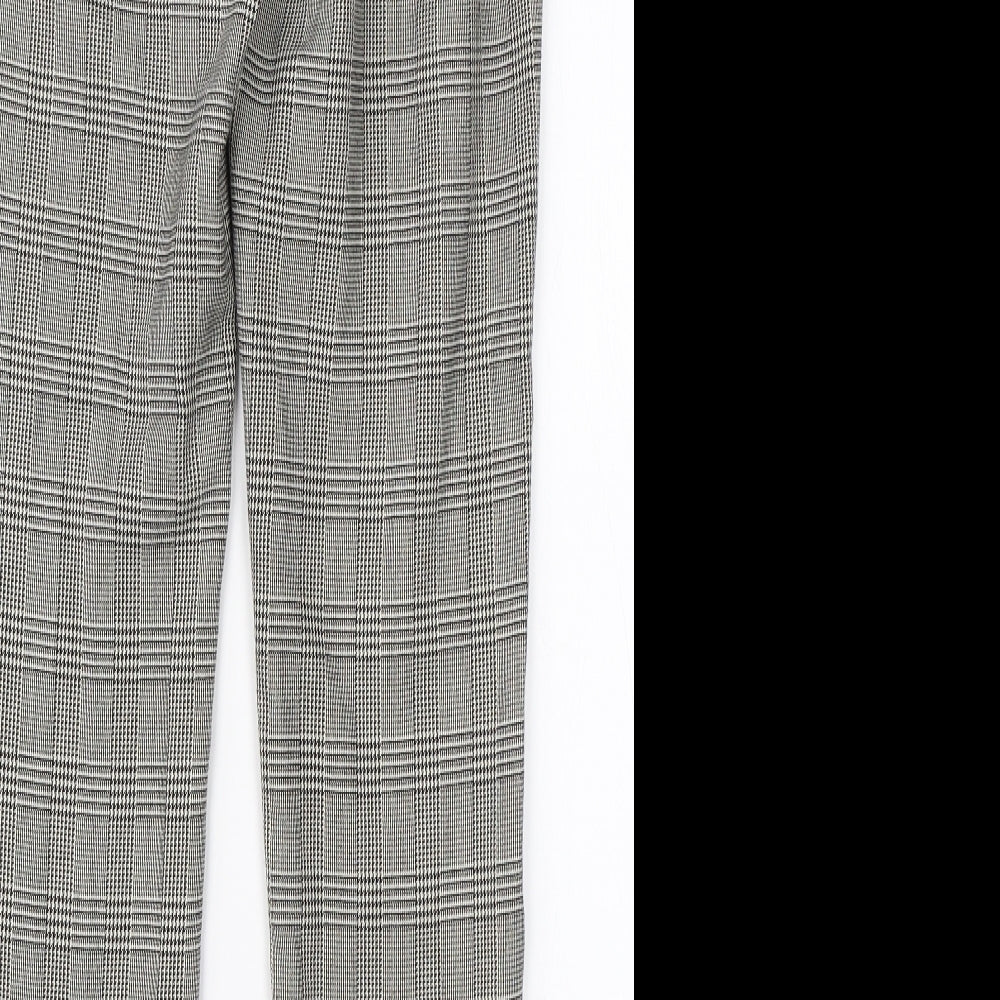 TU Womens White Check Viscose Dress Pants Trousers Size 8 L26 in Regular