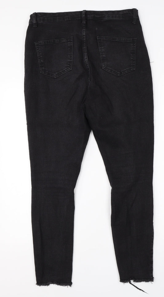 Boohoo Womens Black Cotton Skinny Jeans Size 12 L24 in Regular