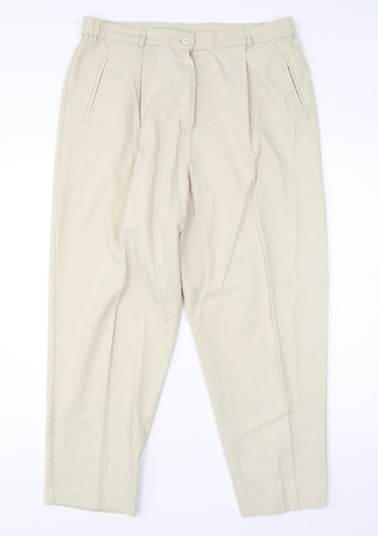 Womens UK Size 18 Classic Regular Fit Dress Pants Beige Trousers
