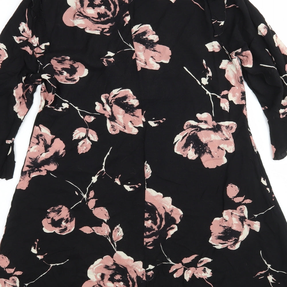 Brand and care label for Peacocks women’s multicoloured floral viscose a-line, size UK 10, round neck