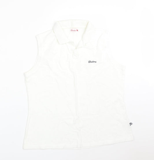 Diadora Womens White Cotton Basic Polo Size 18 Collared