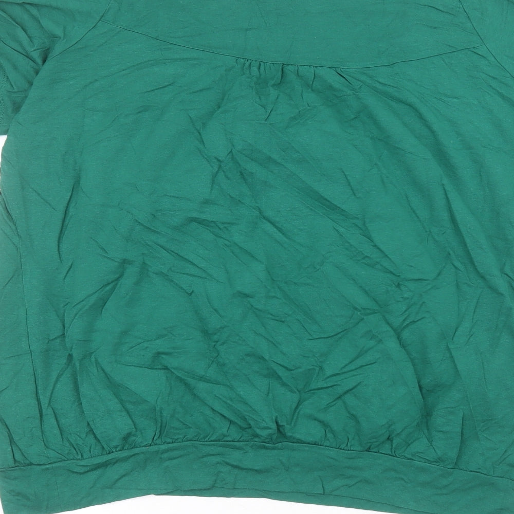 Mia Moda Womens Green Viscose Basic T-Shirt Size 18 Round Neck