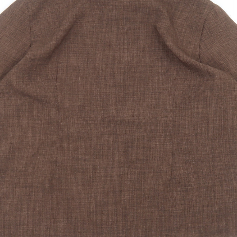 Brand and care label for Classics women’s brown polyester basic button-up, size UK 16, collared