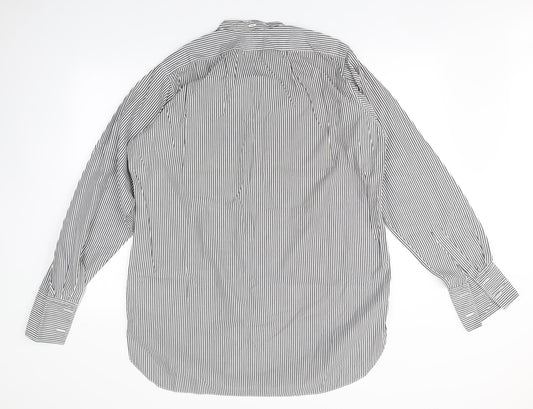 Preworn Mens White Striped Button-Up Size 16 Collared