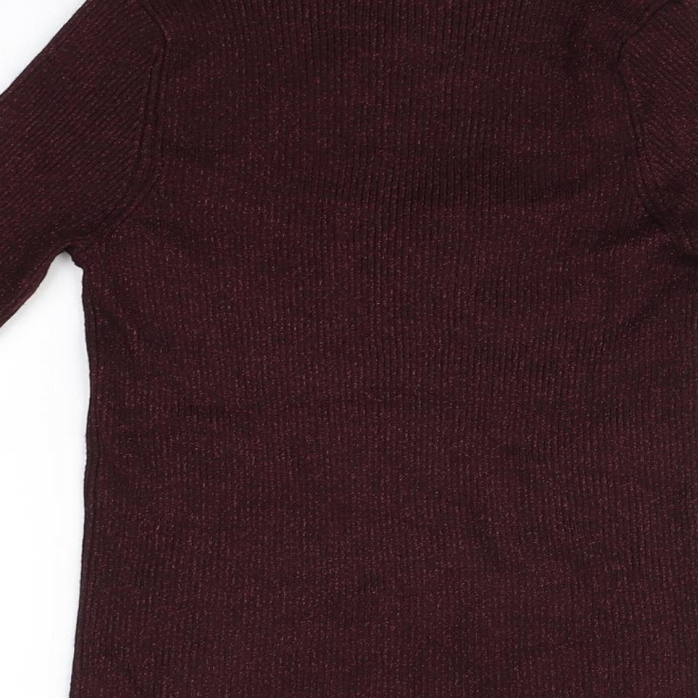 F&F Womens Red Round Neck Viscose Pullover Jumper Size 10