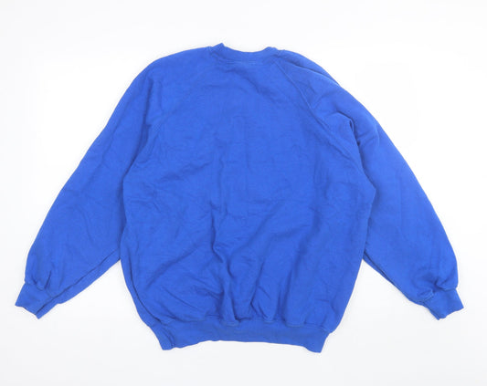 Fruit of the Loom Womens Blue Round Neck Cotton Pullover Jumper Size L