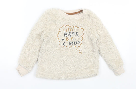 George Boys Beige Round Neck Polyester Pullover Jumper Size 3-4 Years