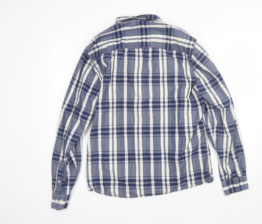Mens UK Size L ACW85 Blue Button-Up Long Sleeve Casual Shirt