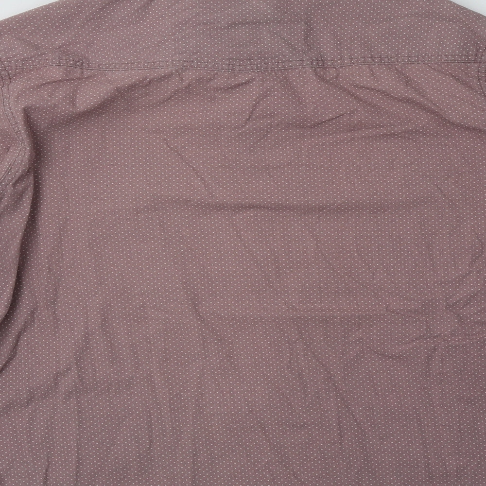 George Mens Pink Polka Dot Cotton Button-Up Size L Collared