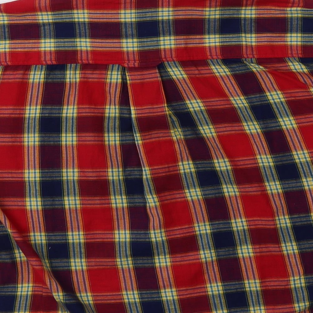 Rivers Mens Red Check Cotton Button-Up Size S Collared