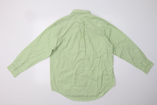 Baresi Jeans Mens Green Cotton Button-Up Size M Collared