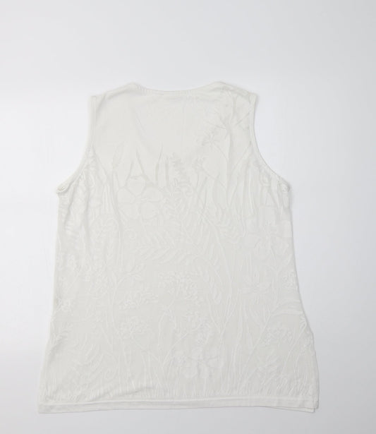 Womens UK Size L Preworn White Basic Tank