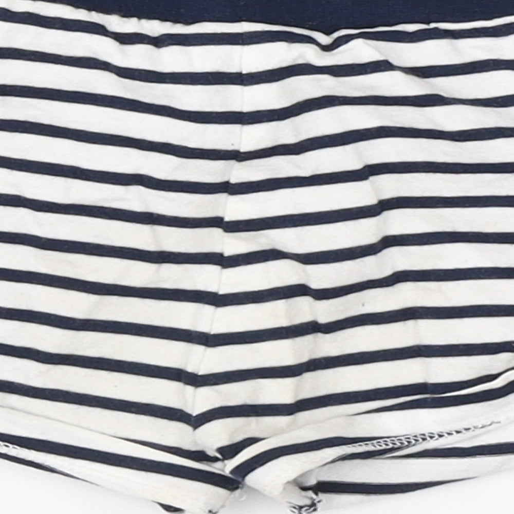 F&F Boys White Striped Cotton Sweatpants Trousers Size 9-12 Months