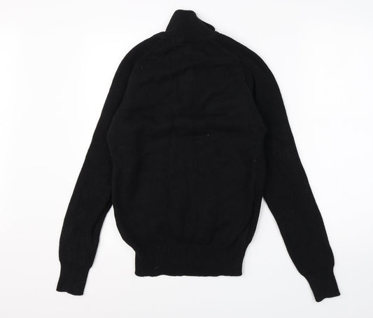 NEXT Mens Black High Neck Cotton Full Zip Jumper Size S