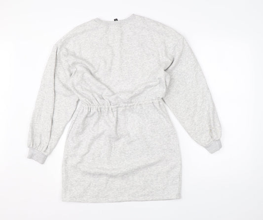 Divided Womens Grey Cotton Jumper Dress Size XS Round Neck