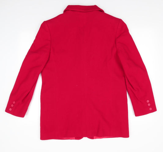 Classic Woman Womens Red Overcoat Coat Size 14