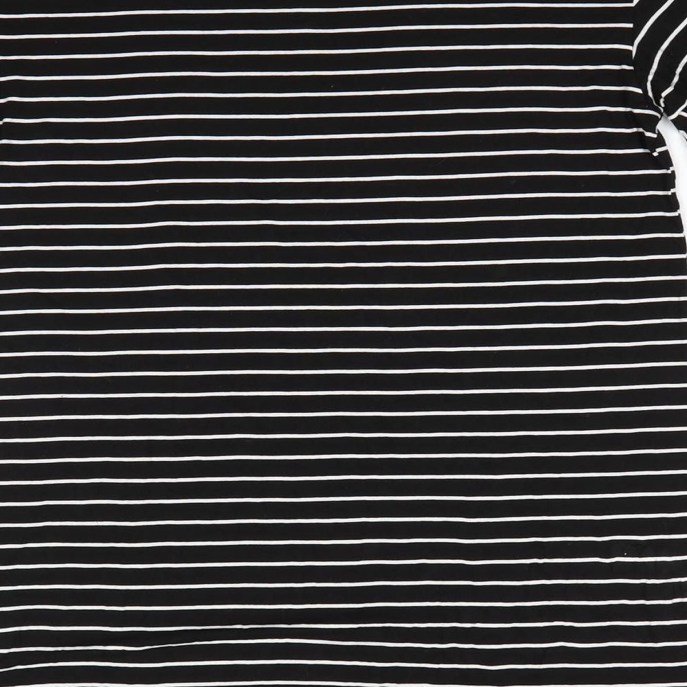 Missguided Womens Black Striped Viscose T-Shirt Dress Size 8 Round Neck - Wide sleeves