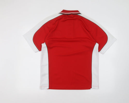 manav Mens Red Polyester Polo Size S Collared - wales