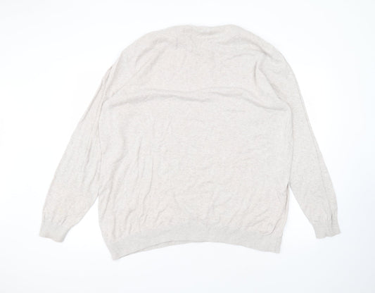 George Womens Beige Cotton Basic T-Shirt Size 3XL Round Neck