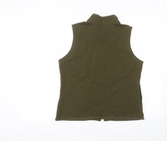 BHS Womens Green Round Neck Cotton Full Zip Jumper Size 14