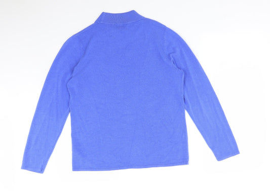 BONMARCHE Womens Blue Acrylic Basic T-Shirt Size 18 Mock Neck