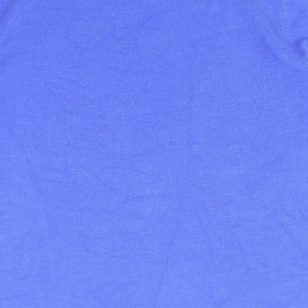 BONMARCHE Womens Blue Acrylic Basic T-Shirt Size 18 Mock Neck