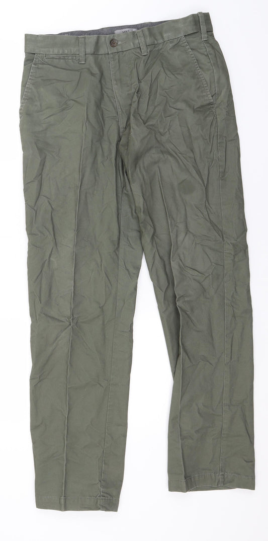 Womens UK Size 32 in Marks and Spencer Regular Fit Green Trousers