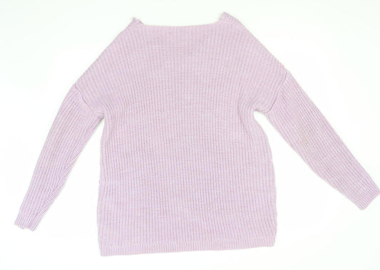 Primark Womens Pink V-Neck Acrylic Pullover Jumper Size 10