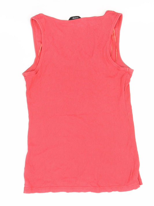 George Womens Pink Cotton Basic Tank Size 10 Round Neck
