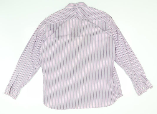 Autograph Mens Blue Striped Cotton Button-Up Size XL Collared