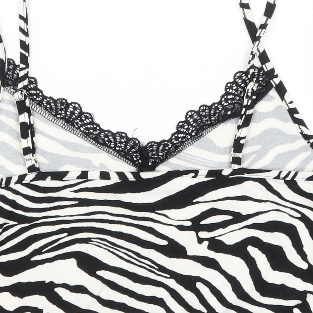 SheIn Womens White Animal Print Polyester Basic Tank Size S Off the Shoulder