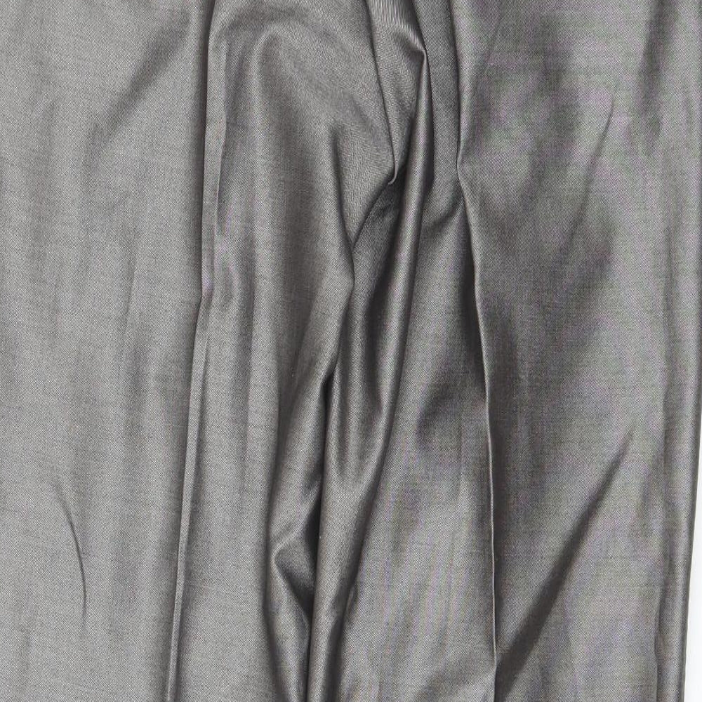 Milan Collection Mens Grey Polyester Dress Pants Trousers Size 36 in L32 in Regular
