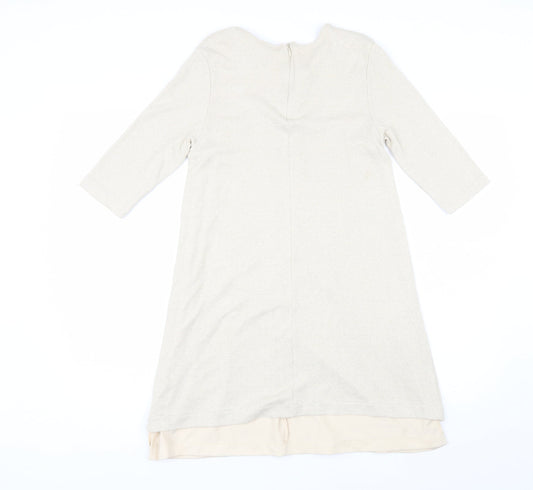 Zara Womens Beige Viscose Shift Size M Round Neck