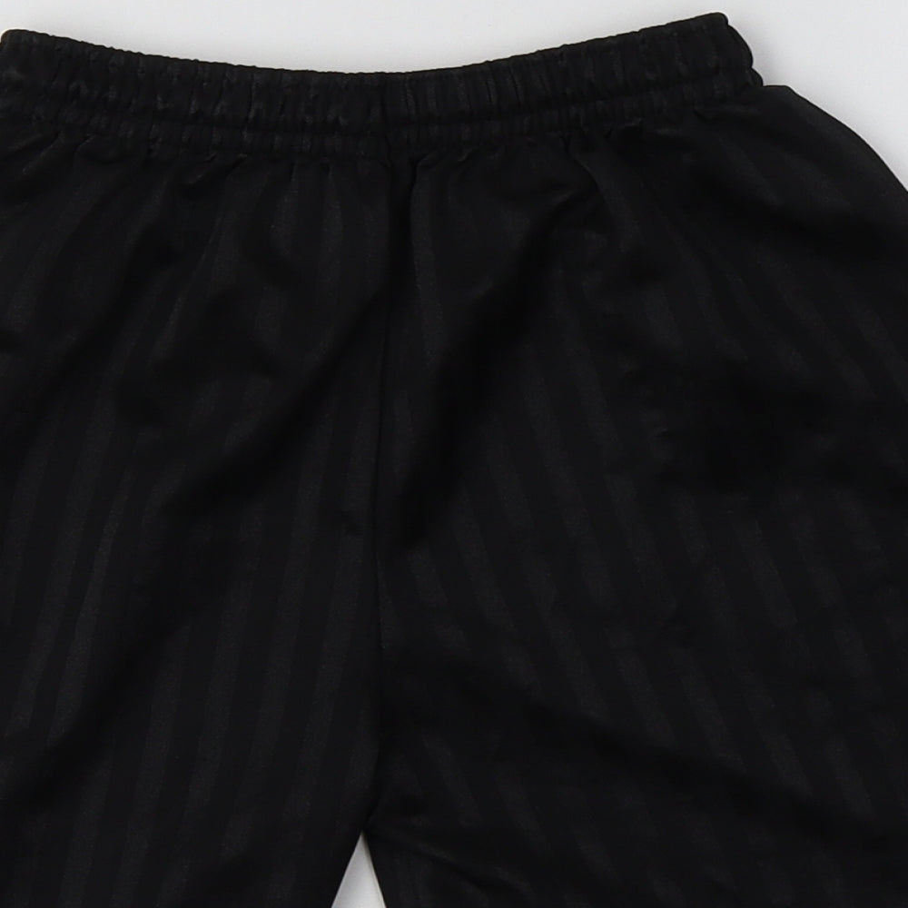Preworn Boys Black Striped Polyester Sweat Shorts Size 9-10 Years Regular