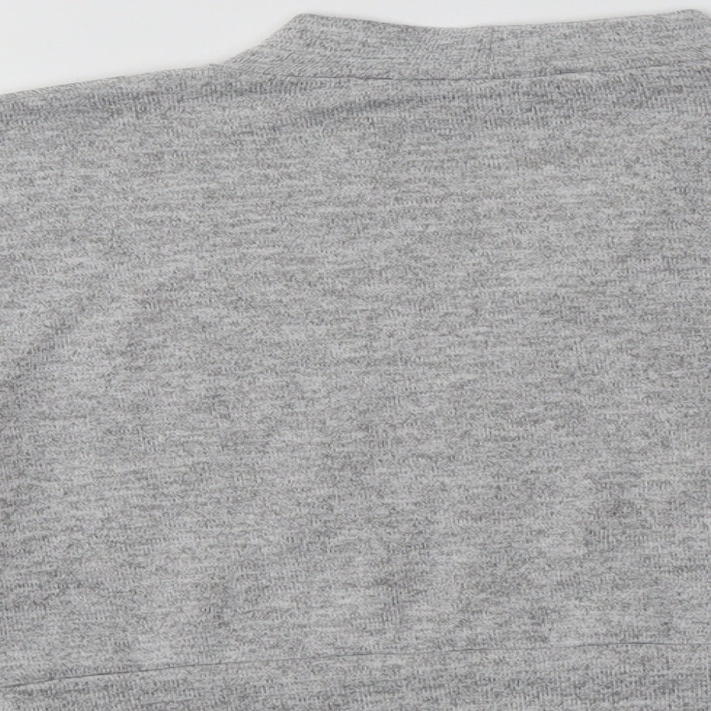 Brand and care label for New Look girls’ grey mock neck polyester jumper, size 12-13, years