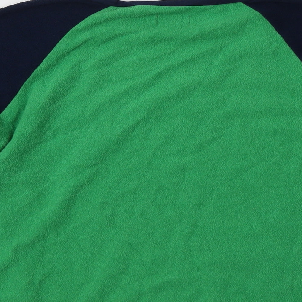 Brand and care label for Studio boys’ green colourblock polyester henley sweatshirt, size 8-9, years