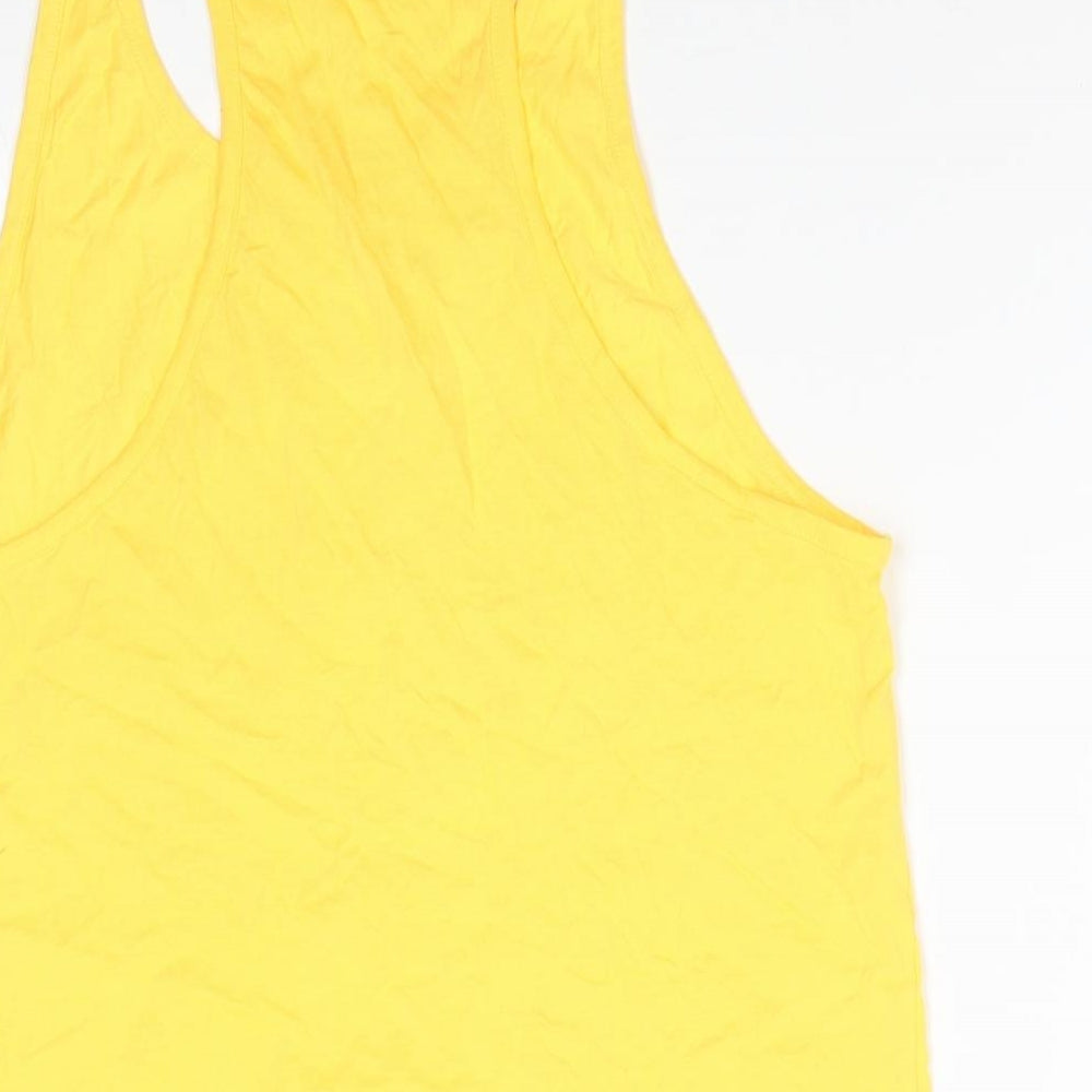 Nastrovje Potsdam Womens Yellow Cotton Basic Tank Size M Scoop Neck - White Flowers