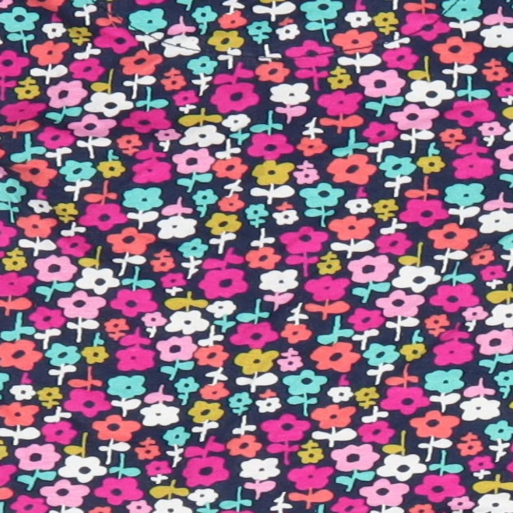George Girls Blue Floral Cotton Basic Casual Size 3-4 Years Round Neck - Pink Green Orange Blue White Flowers