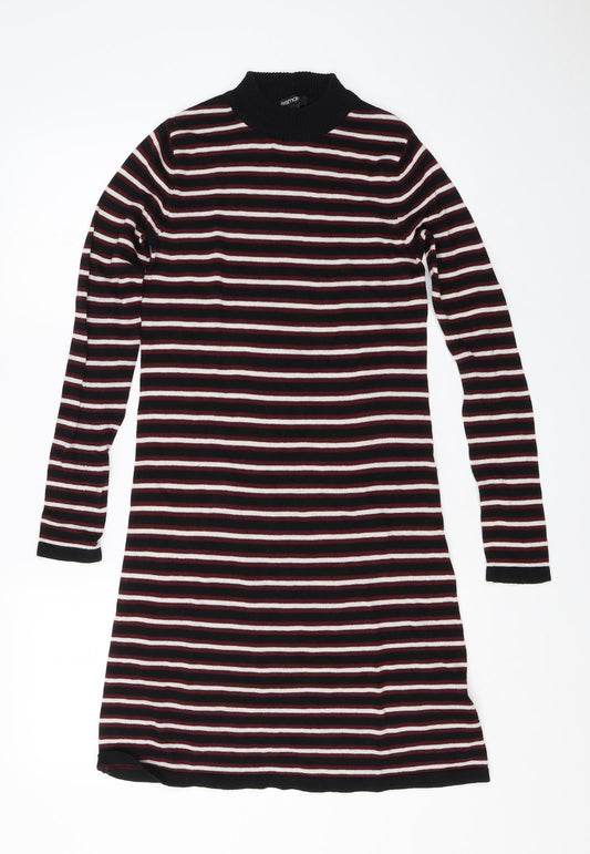 Additional front view of ESMARA women’s red striped cotton t-shirt dress, size UK 8, halter