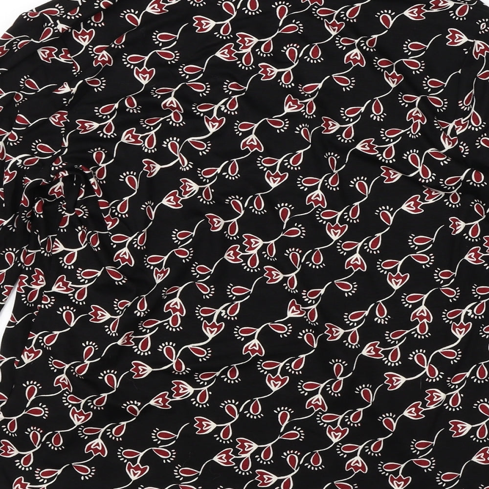 Papaya Womens Black Floral Viscose Basic Blouse Size 12 Collared