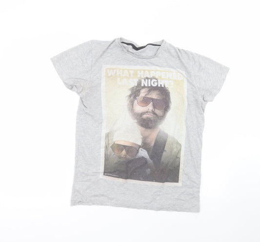 Additional front view of Cedarwood State women’s grey cotton basic t-shirt, size M, round neck