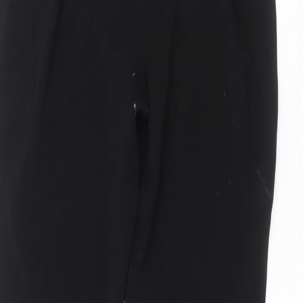 Brand and care label for ameranto women’s black polyester trousers, size UK 16, 29-inch leg regular
